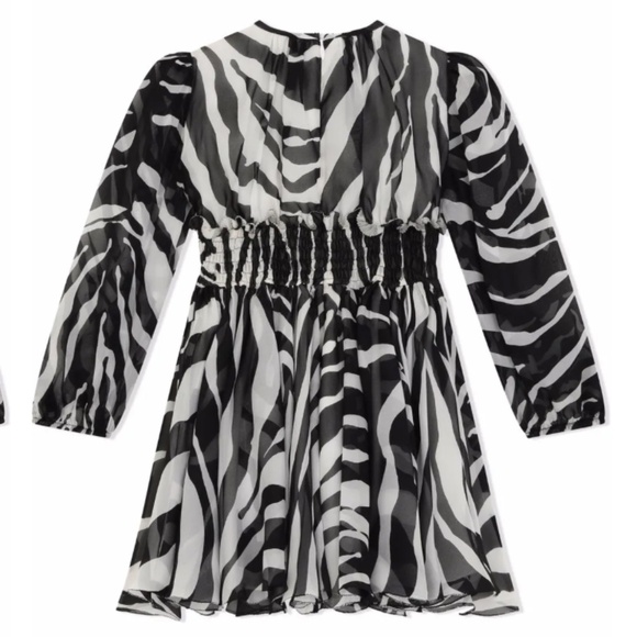 Dolce & Gabbana Zebra Print Silk Chiffon Mini Dress Evening Cocktail Designer - Picture 2 of 12